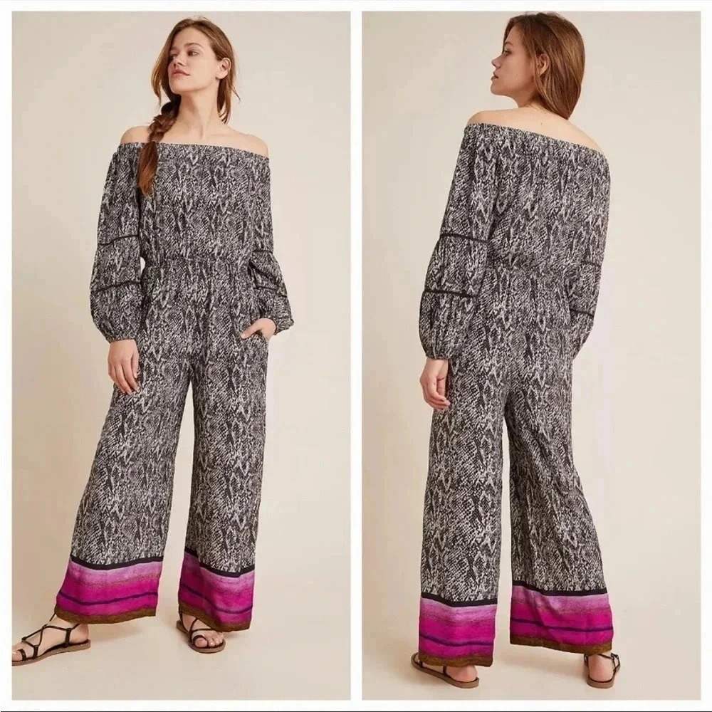 Anthropologie blank snake off shoulder romper